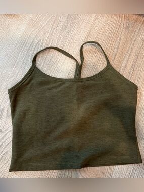 Beyond Yoga Olive Green Ribbed Crop Tank
